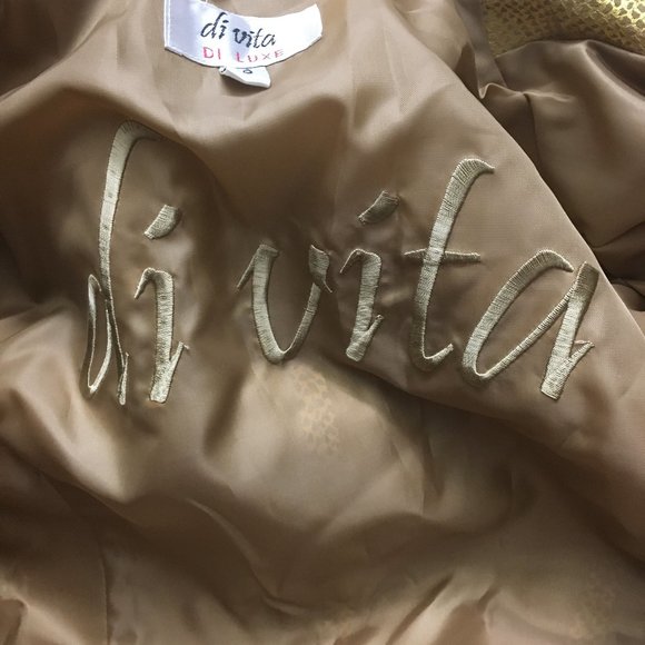 Vintage Di Vita Gold Metallic Suede snake Python Jacket suit coat blazer - Picture 7 of 10